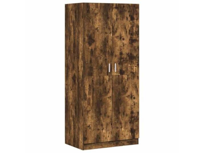 HNSMFPRE Kleiderschrank, gedämpfte Eiche, 80 x 52 x 180 cm, Holz Kleiderstange, 2 Türen, Wandbefestigung im Lieferumfang enthalten, Schlafzimmer