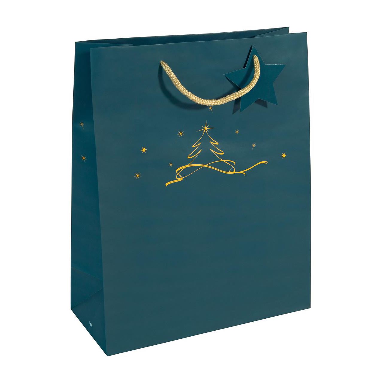 SIGEL 5 Geschenktaschen Christmas tree Motiv 26,0 x 33,0 cm grün