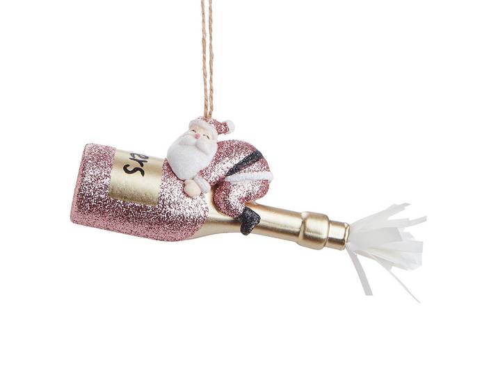 Baumanhänger Santa Sektflasche 3 x 15 x 6cm Pink/Pink