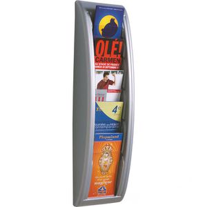 Paperflow Prospekthalter 4062.35 Quick Fit, Wandprospekthalter, Kunststoff, 5xDIN lang, silber
