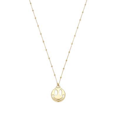 Lange Kette ADELIA´S "LIVAYA", goldfarben, Halsketten, Damen, 90cm, Edelstahl, Modeschmuck mit rundem Smiley-Anhänger