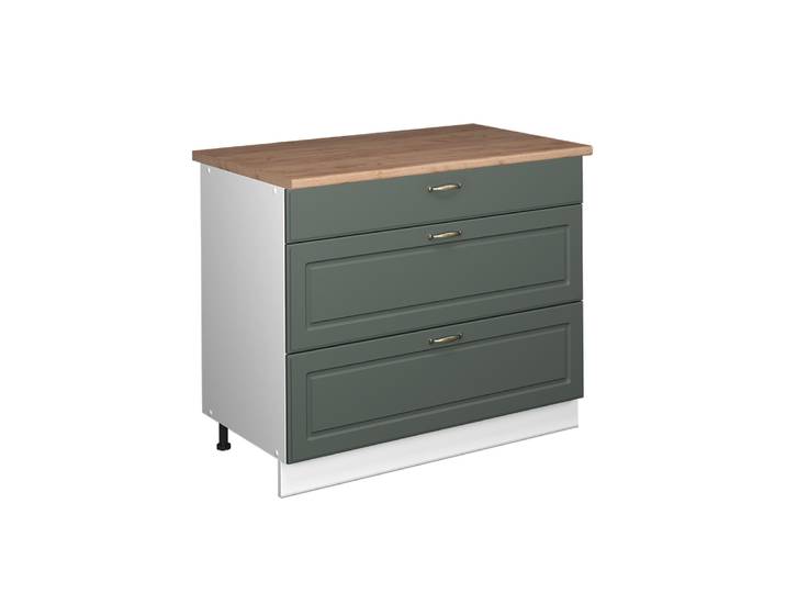 Meuble Cuisine Fame-line\, Vert Or Campagne/blanc\, 100cm\, Pt Chêne\, Vicco