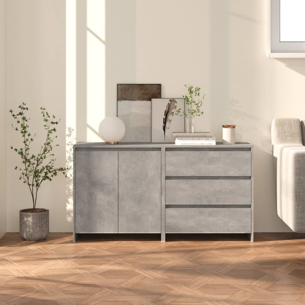vidaXL 2-delig dressoir, betonkleur, houtvezel