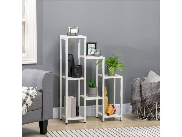 Support pour plantes – 7 niveaux – acier – blanc – 65 x 23 x 94 5 cm