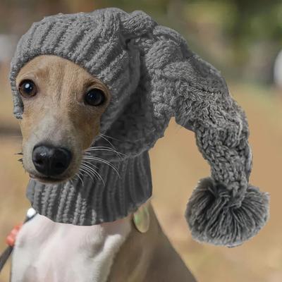 Inspired Living Cozy Hand Knit Greyhound Snood Winter Dog Hat gray m