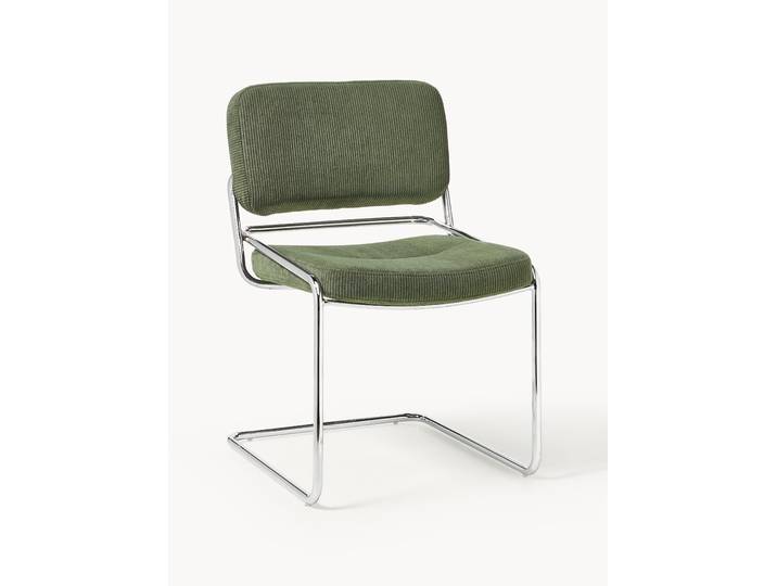 Chaise cantilever en velours côtelé Don