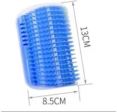 Inspire Select Cat Corner Self Groomer Brush Wall Corner Mounted Massager & Hair Remover For Cats blue
