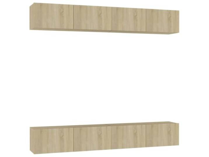 LMTYOENFG TV-Schrank 4er Set Sonoma-Eiche 100x30x30 cm Wandmontage Wandhängendes Lowboard Set für Wohnzimmer und Schlafzimmer, pflegeleichtes Holzwerkstoff-Design mit reichlich Stauraum.