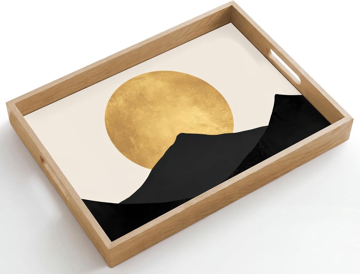 Houten Dienblad Serveerschaal Beige 50 x 35 cm
