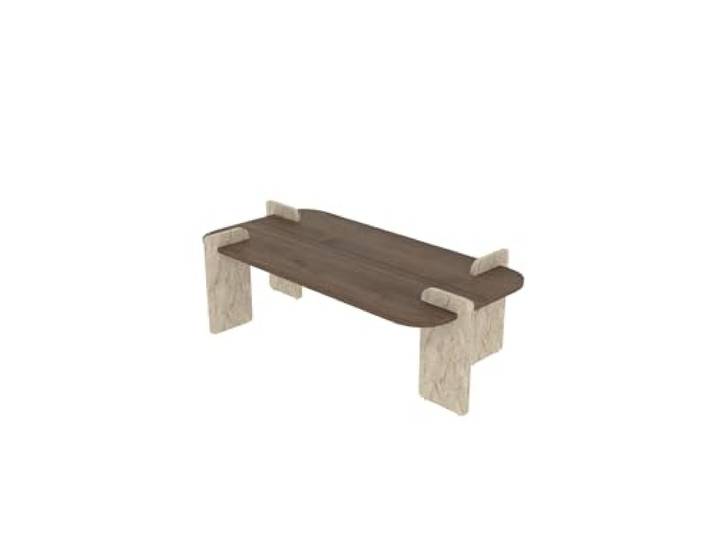 Hanah Home Modern Coffee Table, Walnut & Travertine, 120 x 60 x 35 cm 100% Melamine Coated Chipboard Stylish & Functional Design, Easy Assembly