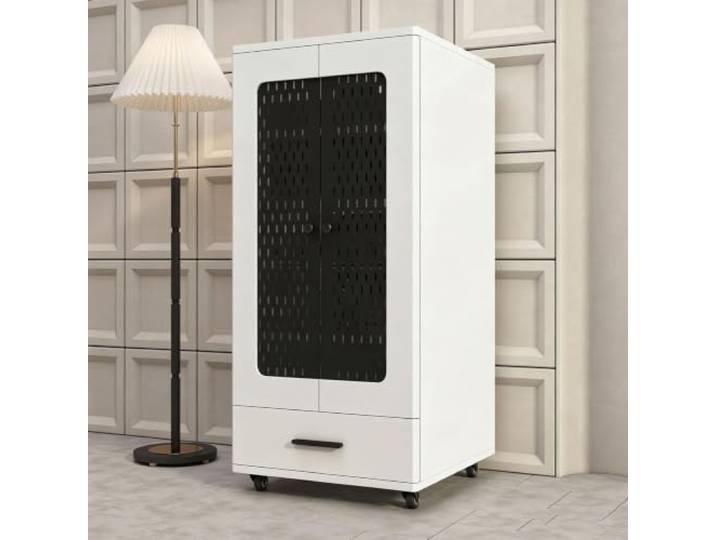 Hifi Rack Stereo-Schrank aus Massivholz, geschlossenes Modell Glastüren 2/3/4-stufig, absorbierende Füße, netto, geeignet für Wohnzimmer und Spielzimmer(C,26*20.5*21.7in)