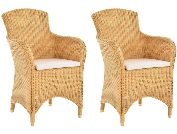 Krines Home Esszimmersessel 2er Set Esszimmersessel Rattan Esszimmerstuhl mit Armlehne Sessel