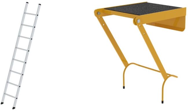 MUNK Set Günzburger Anlegeleiter 8 Sprossen Alu.Leiterlänge 2490mm + Einhängepodest