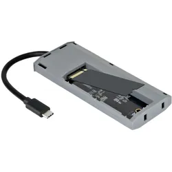 Tooq Technology Externes Gehäuse mit USB-C 6-in-1 HUB Tooq TQE-2241G - NVMe M.2 Typ 2280 (Schwarz) (M.2), Festplattengehäuse, Schwarz, Grau