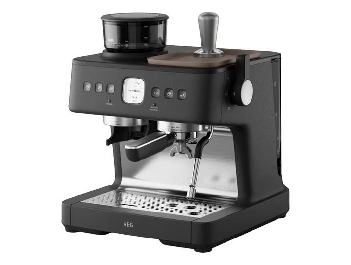 AEG Siebträgermaschine EC8-1-8BP, Edelstahlfilter, Dual Thermoblock, 30 Mahlstufen, Antistatische Mühle