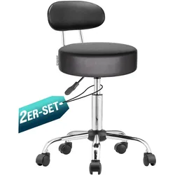 CASARIA® Rollhocker mit Lehne Höhenverstellbar 2er Set Schwarz