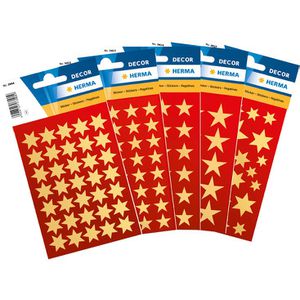 Herma Sticker Decor, 15500, Sterne gold, verschiedene Größen, 423 Aufkleber, 423 Stück