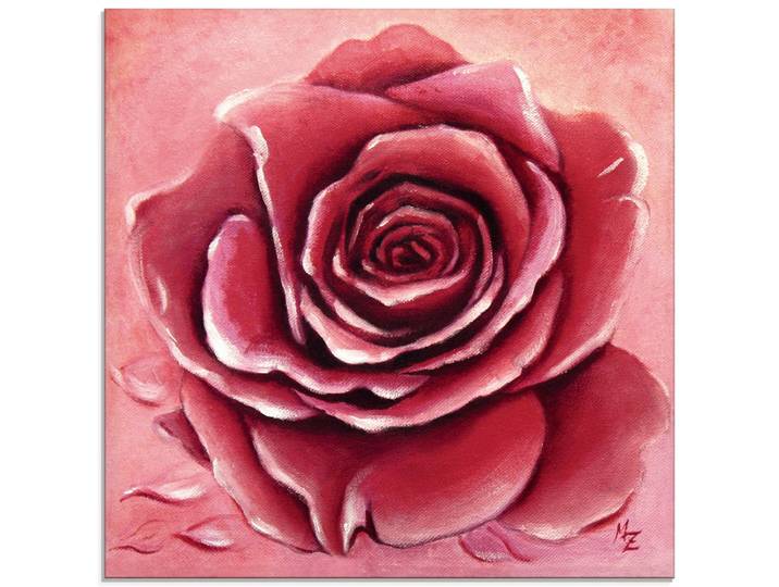 Glasbild ARTLAND Rote Rose handgemalt , rot (farbe bild(er): rot), B:30cm H:30cm, Bilder, Glasbild, in verschiedenen Grössen