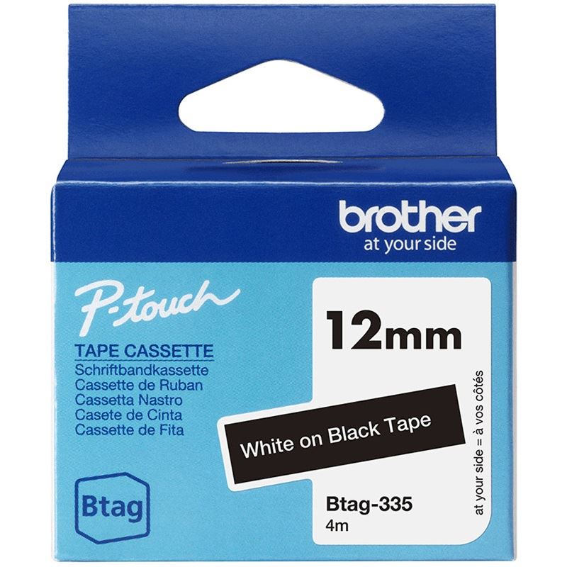 Brother Schriftband 12mmx4m weiß/schwarz BTAG-335