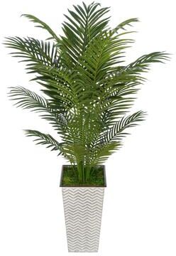 House of Silk Flowers Faux Areca Palm in Designer Metal Planter