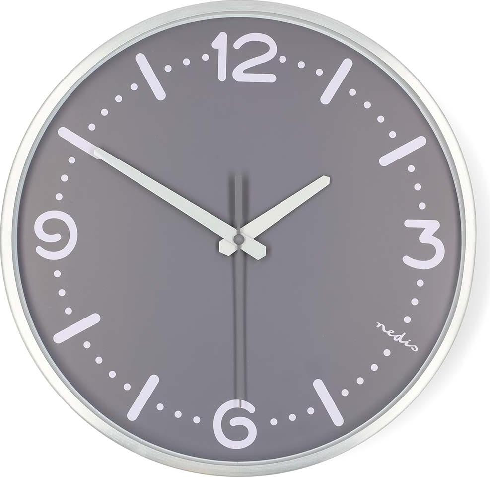 Nedis Stille Wandklok - Grijs - Aluminium - 30 cm