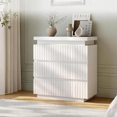 Garvee 3/6-Drawer Fluted Dresser Chest, Thick Floating Top, Handleless