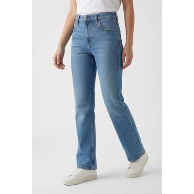 High-waist-Jeans CALVIN KLEIN JEANS, Damen, Gr. 28, Länge 32, blau (vintage skyfall), Denim/Jeans, Obermaterial: 98% Baumwolle, 2% Elasthan, unifarben, regular fit lang, Jeans High-Waist-Jeans, Regular fit mit high waist Passform