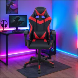 HTI-Living Schreibtischstuhl Krit Schwarz-Rot, Gaming Stuhl, Schwarz, Rot