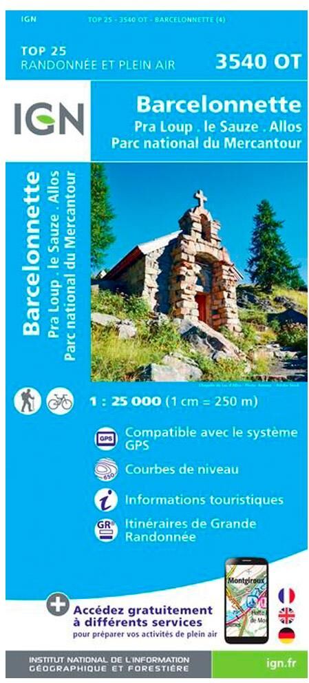 IGN  - 3540OTR Barcelonnette, Pra Loup, le Sauze, Allos, Parc national du Mercantour - Résistante - Carte