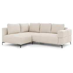 ECKSOFA Cardea in Bubble-Optik aus weichem Hellbeige Strukturstoff mit hohem Sitzkomfort - Ottomane links
