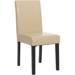 Esszimmerstuhl Littau, Küchenstuhl Stuhl, Leder ~ creme, dunkle Beine