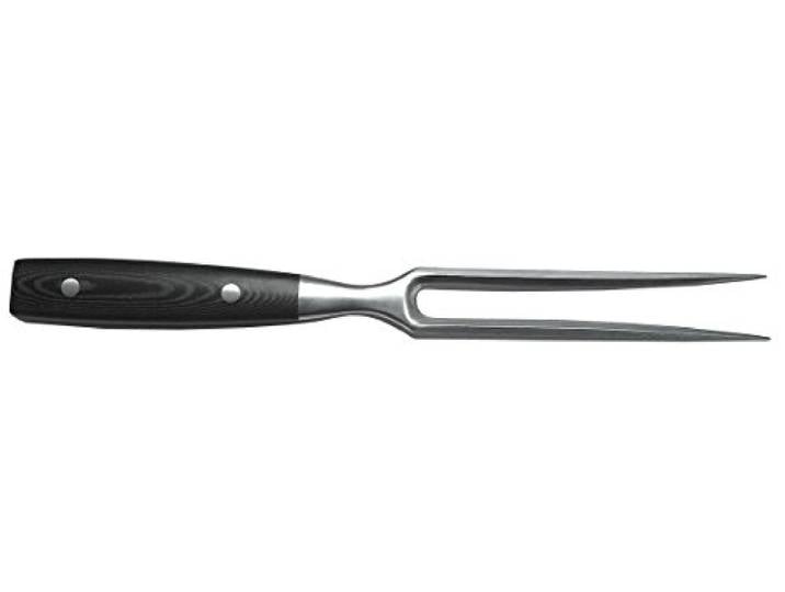 Yaxell Ran Fleischgabel 16,5 cm, Tranchiergabel aus Edelstahl, Küchengabel mit Canvas Micarta Griff, Profi Fleischgabel für Braten, Grillgut und Geflügel