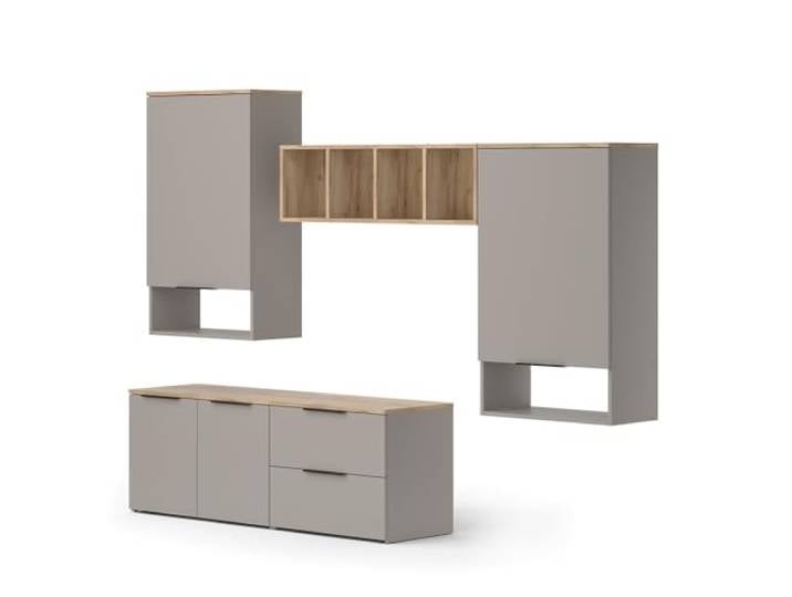 Vicco Wohnwand Wido Greige 5 Teile, kombinierbar mit weiteren Elementen der Serie Wido