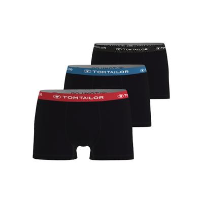 Boxershorts TOM TAILOR "Buffer", Herren, Gr. L, Single Jersey, schwarz (schwarz, dunkel, uni), Single Jersey, Obermaterial: 95% Baumwolle, 5% Elasthan, unifarben, bequem, Unterhosen, weich, bequem, basic, eng, Logobund, Baumwollmix