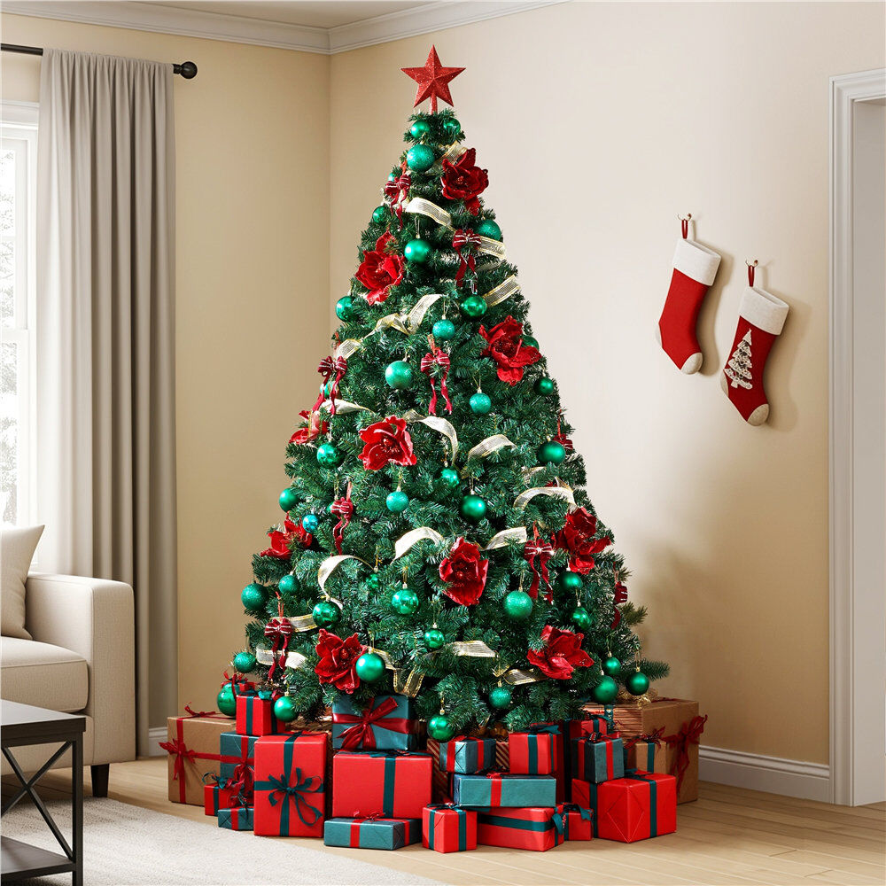 Yaheetech Artificial Fir Christmas Tree Green 7' H