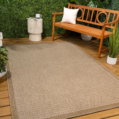 JONATHAN Y Maxine Easy Jute Contemporary Border Boho Fine Rib Weave Indoor/Outdoor Area Rug