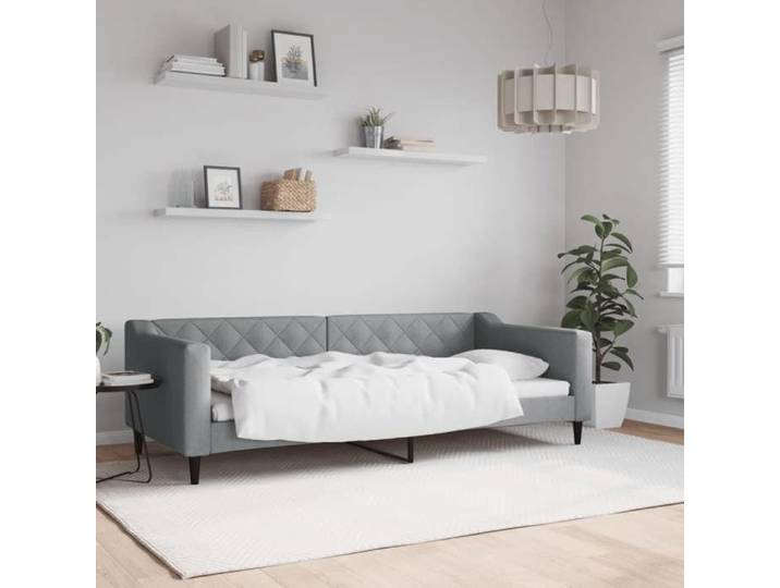 SALE 2025 Lit rembourré/Lit de repos - Lit 1 personne - gris clair - 90x200 cm tissu 27.35 Kg 4032