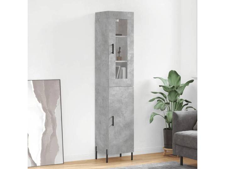 Prix bas - Buffet de Cuisine Buffet haut-Sideboard-Gris béton 34 5x34x180 cm Bois d'ingénierie （434188660859)