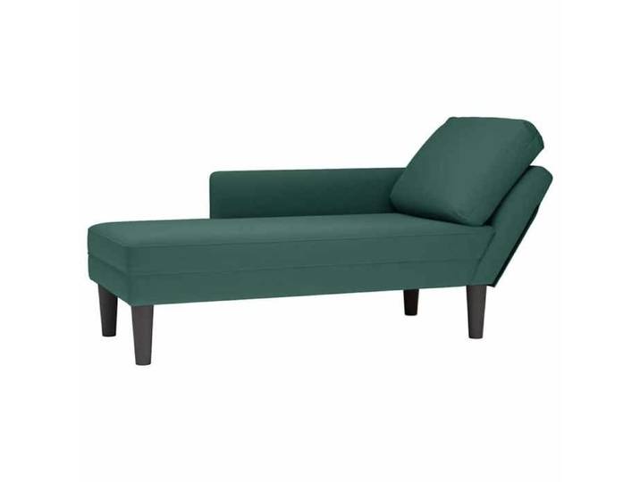 Fauteuil long et coussin et accoudoir droit vert foncé velours fauteuil fauteuil de détente fauteuil long 4009809