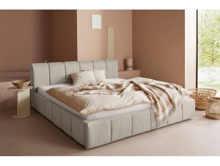 Polsterbett Maileen , beige, B:191cm L:225cm, 88% Polyester, 9% Rayon, 3% Nylon, LEGER HOME BY LENA GERCKE, Betten, Polsterbett, in 5 Breiten und 3 Farben, incl. Rollrost