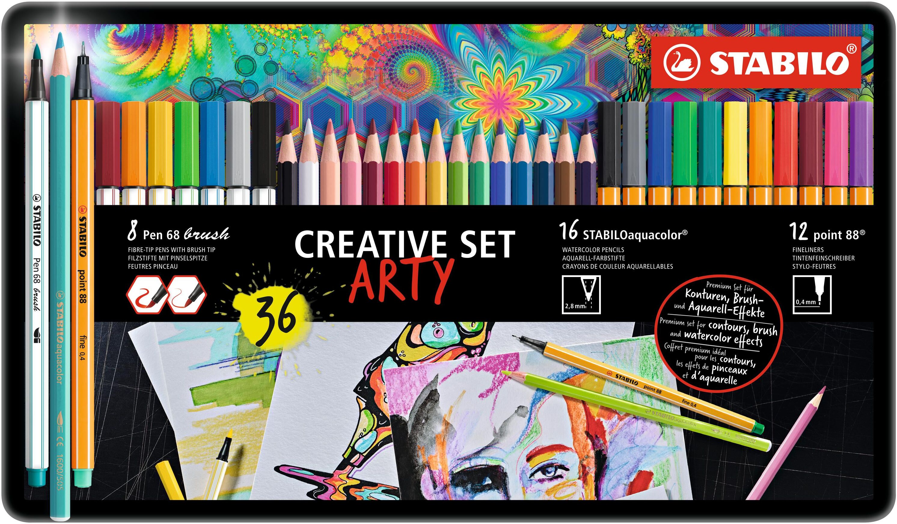 Aquarellstifte STABILO "Aquacolor ARTY 3", bunt, Stifte, Aquarellstifte bunt Einheitsgröße