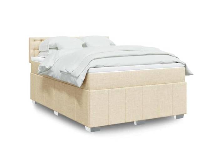 RJPLMFV Lattenrost mit Taschenfederkernmatratzen, 140 x 190 cm, cremefarben Weiches Polyestergewebe, verstellbares Kopfteil, abnehmbarer Topper, Premium-Komfort