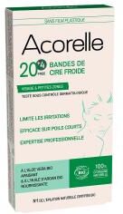 Acorelle Bandes de Cire Froide Aisselles & Maillot Bio x 20 Unités + 4 Offertes - Boîte 24 bandes de cires froides