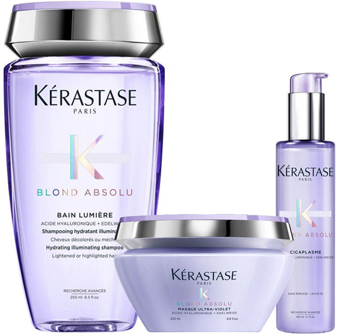600ml Kérastase Blond Absolu Pflegeset (Shampoo 250ml + Mask 200ml + Serum 150ml)