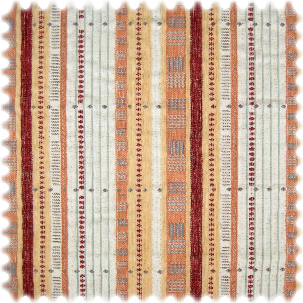 Heiro AKTION Flachgewebe Chenille Streifen Gronheim Orange / Beigerot / Bordeaux