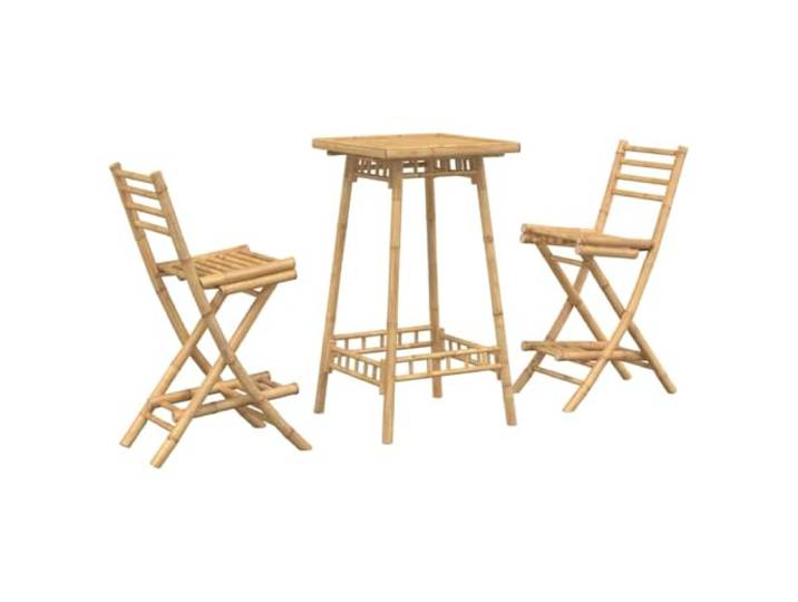 GHVBNMF 3-TLG Outdoor Bar-Set Klappbar Bambus Stehtisch mit 2 Barhockern Kompakte Sitzgruppe für Terrasse Garten und Balkon. Einfach klappbar mit bequemer Fußstütze für entspannte Stunden.
