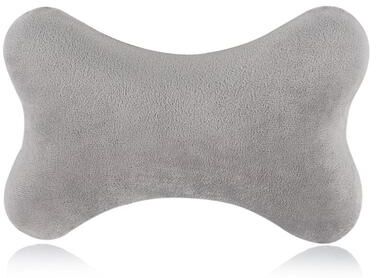 Uplifted Trends Memory Foam Neck Pillow For Car Seats Breathable Crystal Velvet Support For Sleep & Travel grey