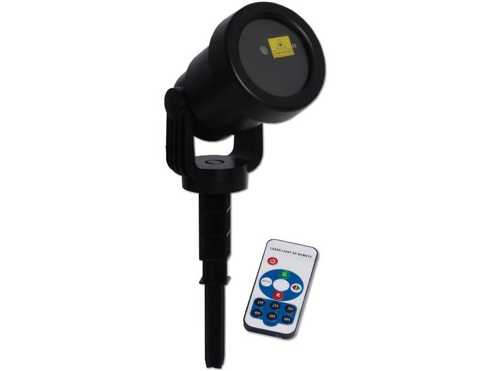 LED Gartenleuchte NÄVE Projektor , schwarz, H:19,5cm Ø:10cm, Leuchten, LED Gartenleuchte, Effektbeleuchtung Außenerdspieß, div. Programme, Farbspiel rot/grün