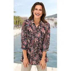 Modal-Bluse in Druck grau in Größe 42 von DW-Shop, Grau, 42
