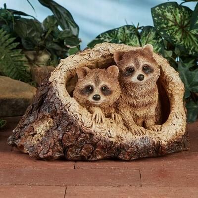 Roman Inc Raccoons Garden Statue Brown , Brown